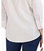 Color:White - Image 4 - Paityn Jacquard Point Collar 3/4 Sleeve Shirttail Hem Button Front Shirt