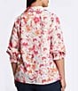 Color:Pink Multi - Image 2 - Plus Size Alexis Floral Print Point Collar 3/4 Sleeve Top