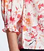 Color:Pink Multi - Image 4 - Plus Size Alexis Floral Print Point Collar 3/4 Sleeve Top