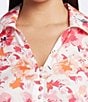 Color:Pink Multi - Image 5 - Plus Size Alexis Floral Print Point Collar 3/4 Sleeve Top