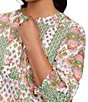Foxcroft Plus Size Alicia Cotton Patchwork V-Neck 3/4 Cuffed Sleeve Shift Dress - Image 3