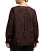 Foxcroft Plus Size Alicia Sateen Zebra Print Split V-Neck 3/4 Sleeve Top, Color:Machiatto/Black - Image 2