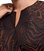Foxcroft Plus Size Alicia Sateen Zebra Print Split V-Neck 3/4 Sleeve Top, Color:Machiatto/Black - Image 5