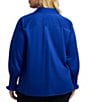Foxcroft Plus Size Avril Stretch Matte Sateen Long Sleeve Button-Front Shirt, Color:Blue Topaz - Image 2
