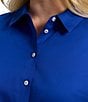 Foxcroft Plus Size Avril Stretch Matte Sateen Long Sleeve Button-Front Shirt, Color:Blue Topaz - Image 4
