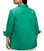 Foxcroft Plus Size Beatrice Matte Sateen Point Collar 3/4 Turn-Up Cuff Hidden Button Front Blouse - Image 2