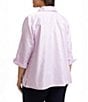 Foxcroft Plus Size Beatrice Stripe Point Collar 3/4 Sleeve Button Front Shirt, Color:Orchid Bouquet - Image 2