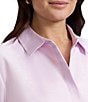 Foxcroft Plus Size Beatrice Stripe Point Collar 3/4 Sleeve Button Front Shirt, Color:Orchid Bouquet - Image 4