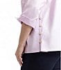 Foxcroft Plus Size Beatrice Stripe Point Collar 3/4 Sleeve Button Front Shirt, Color:Orchid Bouquet - Image 5