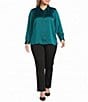 Foxcroft Plus Size Bianca Luxe-Satin Beyond Silk Point Collar Long Sleeve Shirt - Image 3