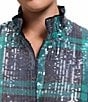 Foxcroft Plus Size Carolina Sequinned Buffalo Plaid Print Stand Collar Long Sleeve Snap-Front Shacket, Color:Navy Multi - Image 4