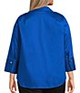 Foxcroft Plus Size Catalina Matte Sateen Wing Collar 3/4 Sleeve Top - Image 2