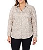 Color:Ivory Multi - Image 1 - Plus Size Davis Zebra Print Sateen Point Collar Long Sleeve Button Front Shirt