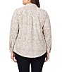 Color:Ivory Multi - Image 2 - Plus Size Davis Zebra Print Sateen Point Collar Long Sleeve Button Front Shirt