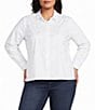 Foxcroft Plus Size Jodie Pearl Rhinestone Point Collar Long Sleeve Button Front Shirt - Image 1