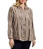 Foxcroft Plus Size Luna Chain Belt Print Point Collar Long Sleeve Button-Front Shirt, Color:Brown Multi - Image 1