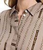 Foxcroft Plus Size Luna Chain Belt Print Point Collar Long Sleeve Button-Front Shirt, Color:Brown Multi - Image 3