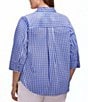 Foxcroft Plus Size Margie Allover Gingham Point Collar 3/4 Sleeve Button Front Blouse - Image 2