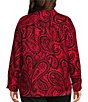 Foxcroft Plus Size Meghan Allover Velvet Paisley Print Point Collar Long Sleeve Button Front Shirt, Color:Red/Black - Image 2