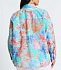 Color:Blue Multi - Image 2 - Plus Size Meghan Coral Print Point Collar Long Sleeve Button Front Shirt