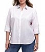 Foxcroft Plus Size Meghan Paradise Bloom Back Print 3/4 Sleeve Button Front Blouse - Image 1