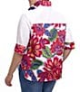 Foxcroft Plus Size Meghan Paradise Bloom Back Print 3/4 Sleeve Button Front Blouse - Image 2