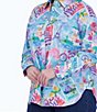 Color:Multi - Image 3 - Plus Size Meghan Travel Conversational Printed Sateen Collar Long Sleeve Button-Front Shirt