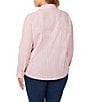 Color:Pink Whisper - Image 2 - Plus Size Natalie Glitzy Stripe Print Point Collar Long Sleeve Button Front Shirt