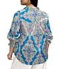 Foxcroft Plus Size Olivia Medallion Paisley Point Collar 3/4 Sleeve Button Front Blouse - Image 2
