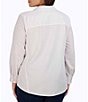 Color:White - Image 2 - Plus Size Paityn Jacquard Point Collar Long Sleeve Shirttail Hem Button Front Shirt