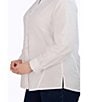 Color:White - Image 3 - Plus Size Paityn Jacquard Point Collar Long Sleeve Shirttail Hem Button Front Shirt