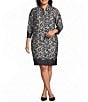 Foxcroft Plus Size Tammy Cheetah Ruffle Stand Collar 3/4 Sleeve A-Line Dress - Image 1