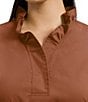 Foxcroft Plus Size Tammy Solid Non-Iron Ruffled Split V-Neck Long Turn-Up Cuff Sleeve Popover Shirt, Color:Macchiato - Image 3
