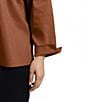 Foxcroft Plus Size Tammy Solid Non-Iron Ruffled Split V-Neck Long Turn-Up Cuff Sleeve Popover Shirt, Color:Macchiato - Image 4