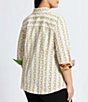 Foxcroft Plus Size Taylor Chain Stripe Print Wrinkle Free Cotton Sateen 3/4 Sleeve Button-Front Shirt, Color:Ivory Multi - Image 2