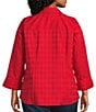 Foxcroft Plus Size Taylor Monocolor Herringbone Jacquard Point Collar 3/4 Sleeve Button Front Shirt - Image 2