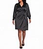 Foxcroft Plus Size Valentina Glow Silk Point Collar Long Sleeve Wrap Dress - Image 1