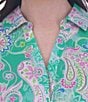 Foxcroft Plus Size Y-Neck Point Collar Long Sleeve Button Front Shirt, Color:Green Multi - Image 4