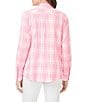 Color:Pink Champagne - Image 2 - Rhea Plaid Print Point Collar Long Sleeve Button Front Woven Pucker Shirt