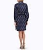 Color:Navy Multi - Image 2 - Rocca Keychain Stripe Print Point Collar Long Sleeve Belted Button Front Shirt Dress