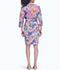 Color:Multicolor Paisley - Image 2 - Rocca Sateen Paisley 3/4 Sleeve Point Collar Belted Button Front Shirt Dress