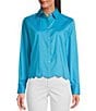 Foxcroft Scarlett Long Sleeve Scallop Hem Button Front Shirt, Color:Ibiza Turq - Image 1