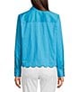 Foxcroft Scarlett Long Sleeve Scallop Hem Button Front Shirt, Color:Ibiza Turq - Image 2