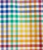Color:Multi Plaid - Image 4 - Sophia Rainbow Gingham Print Point Collar 3/4 Sleeve Shirt