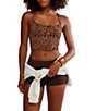 Free People FP Movement All Clear Animal Print Scoop Neckline Sleeveless Cami, Color:Toasted Almond - Image 1