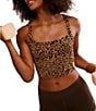 Free People FP Movement All Clear Animal Print Scoop Neckline Sleeveless Cami, Color:Toasted Almond - Image 5