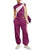 Free People FP Movement Coordinating All Star Mid Rise Slouchy Oversized Sweatpants, Color:Mulberry Combo - Image 4
