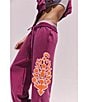 Free People FP Movement Coordinating All Star Mid Rise Slouchy Oversized Sweatpants, Color:Mulberry Combo - Image 6