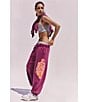 Free People FP Movement Coordinating All Star Mid Rise Slouchy Oversized Sweatpants, Color:Mulberry Combo - Image 7
