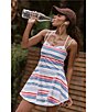 FP Movement Baseline Stripe Printed Square Neck Sleeveless A-Line Mini Dress - Image 5